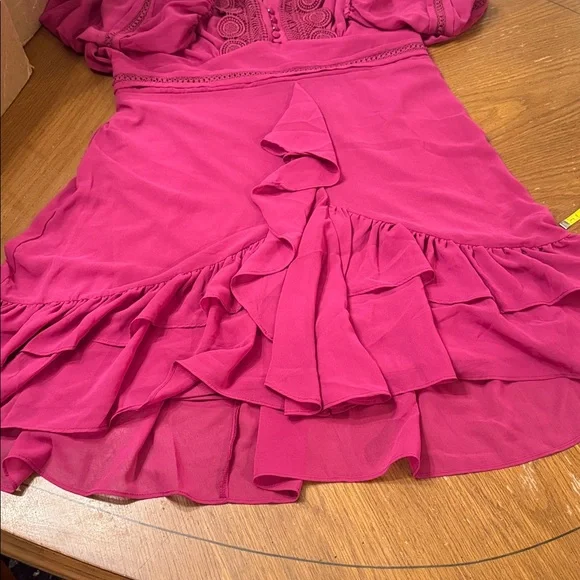 NWT City Chic Sweetheart Embroidered V-Neck Bohemian Dress in Fuchsia size 16 - Picture 7 of 8